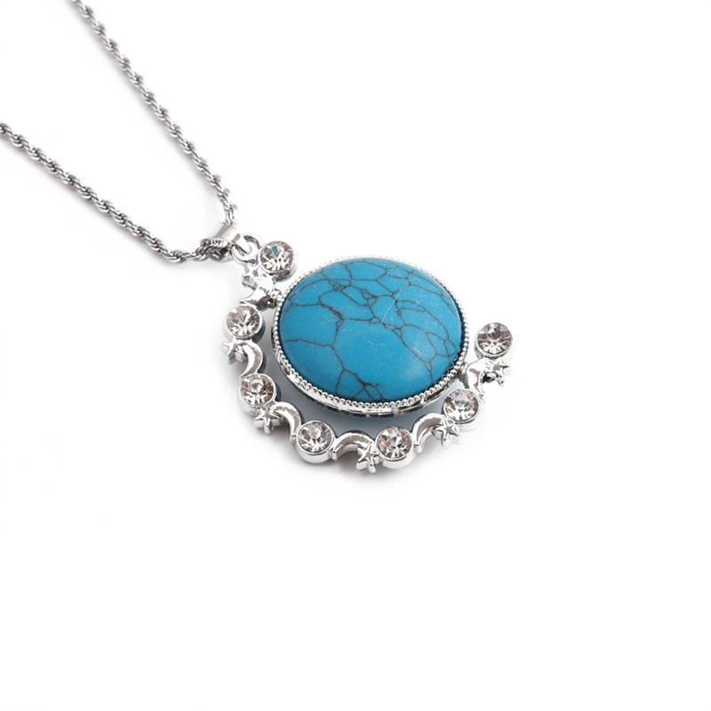 Turquoise Round Pendant Twist Chain Necklace Wholesale Jewelry Nihaojewelry display picture 7