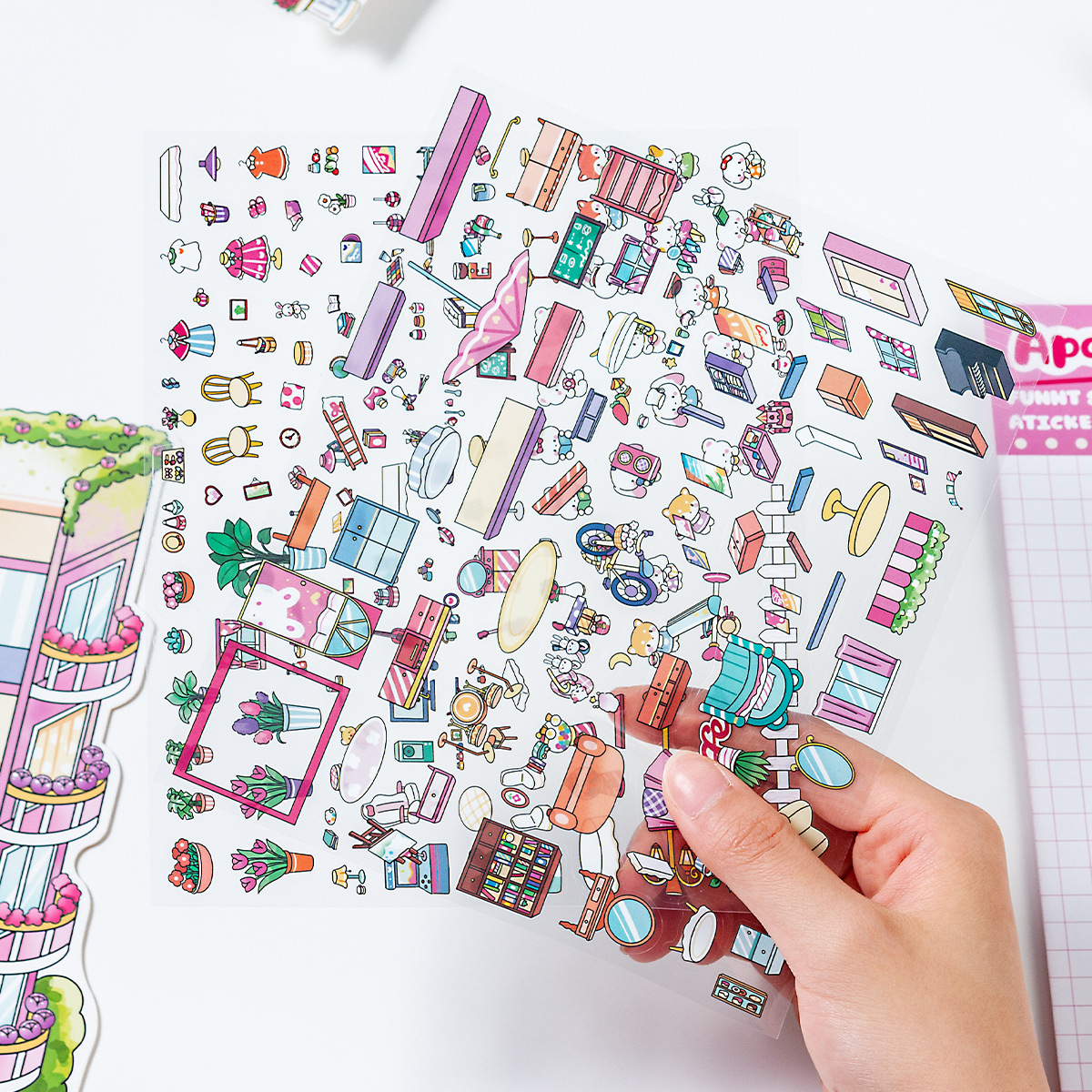 My Mini Town Big 3D 3D Stereo Sticker Pegatinas de libro de manos de bricolaje Pegatinas de escena interior de rompecabezas para niños