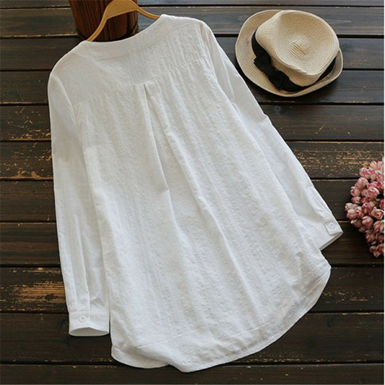 Standing Collar Neckline Regular Fit Fit Type Solid Color Pattern Wholesale Women's Elegant Solid Color Long Sleeve Blouses