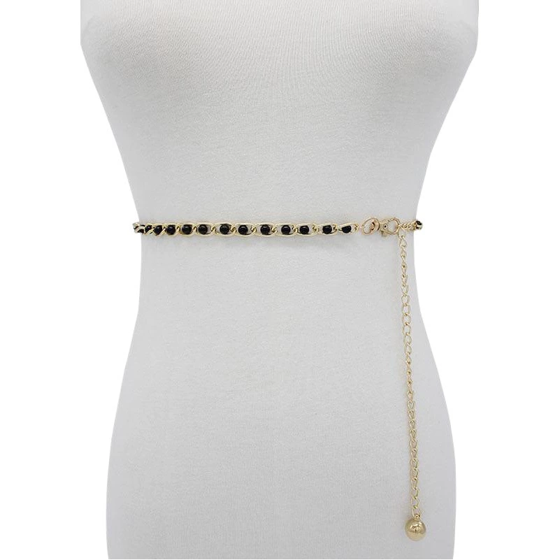 Женская жемчужная поясная цепочка в Корейском стиле с декоративным поясом в виде юбки, сладкая металлическая цепочка карамельного цвета, модный тонкий ремень с крючком