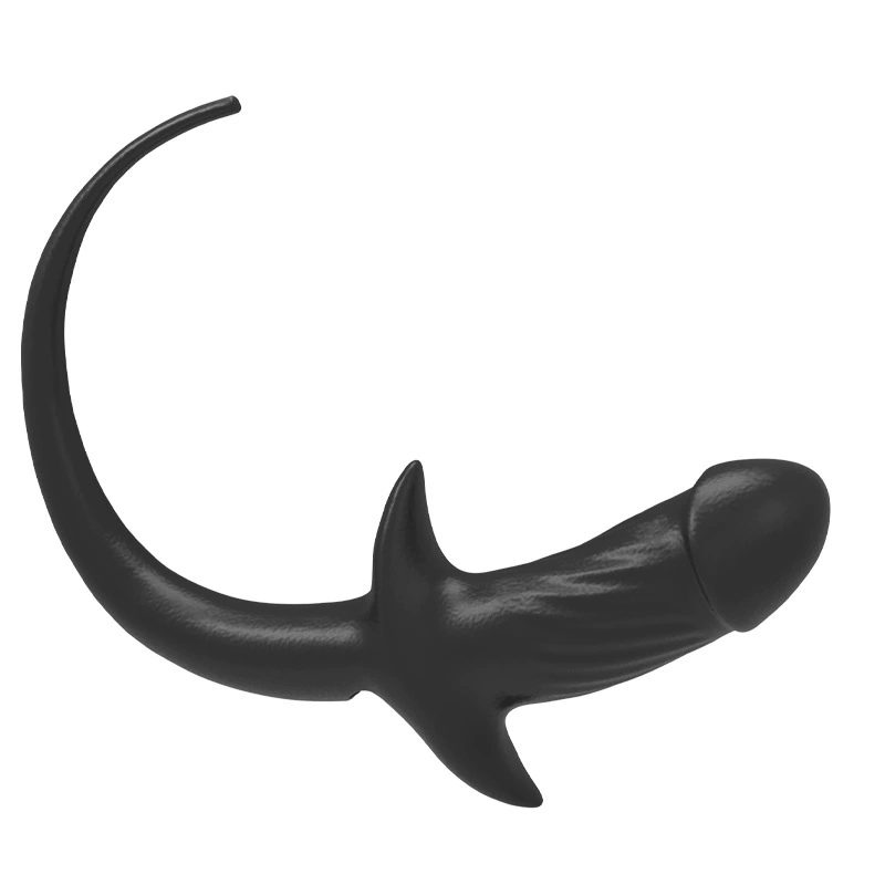 Vibrating Silicone Tail Anal Plug, Smooth Beaded Design, Bullet Vibrator (Black)