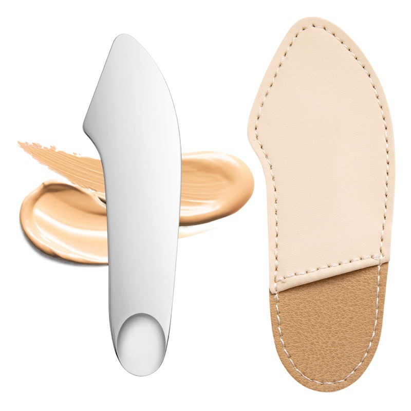 Nueva Fundación pala palillo de paleta de acero inoxidable Fundación raspador líquido de doble cabeza máscara de la Fundación raspado herramienta de maquillaje