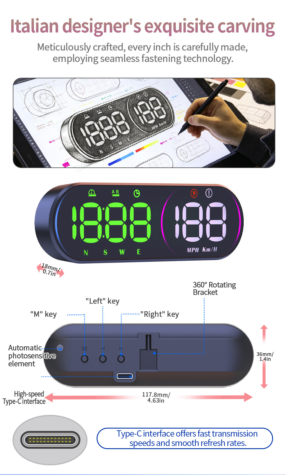 New G26 HD Universal Car HUD |   GPS Multifunction Speedometer
