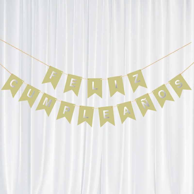 Bandera Láser con Diseño de Puntos en Inglés y Cola de Pez Dorada, Decoración Creativa para Fiestas, Bandera Colgante con Cinta