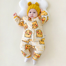 66-100码宝宝夹棉套装婴儿秋冬季夹棉加厚开胸保暖套装冬一件代发