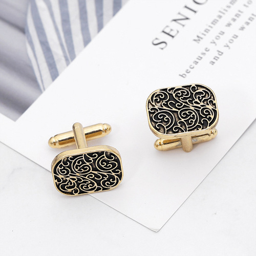 Factory direct sales cross-border Wish European and American creative versatile floral striped men's French shirt cufflinks accessories