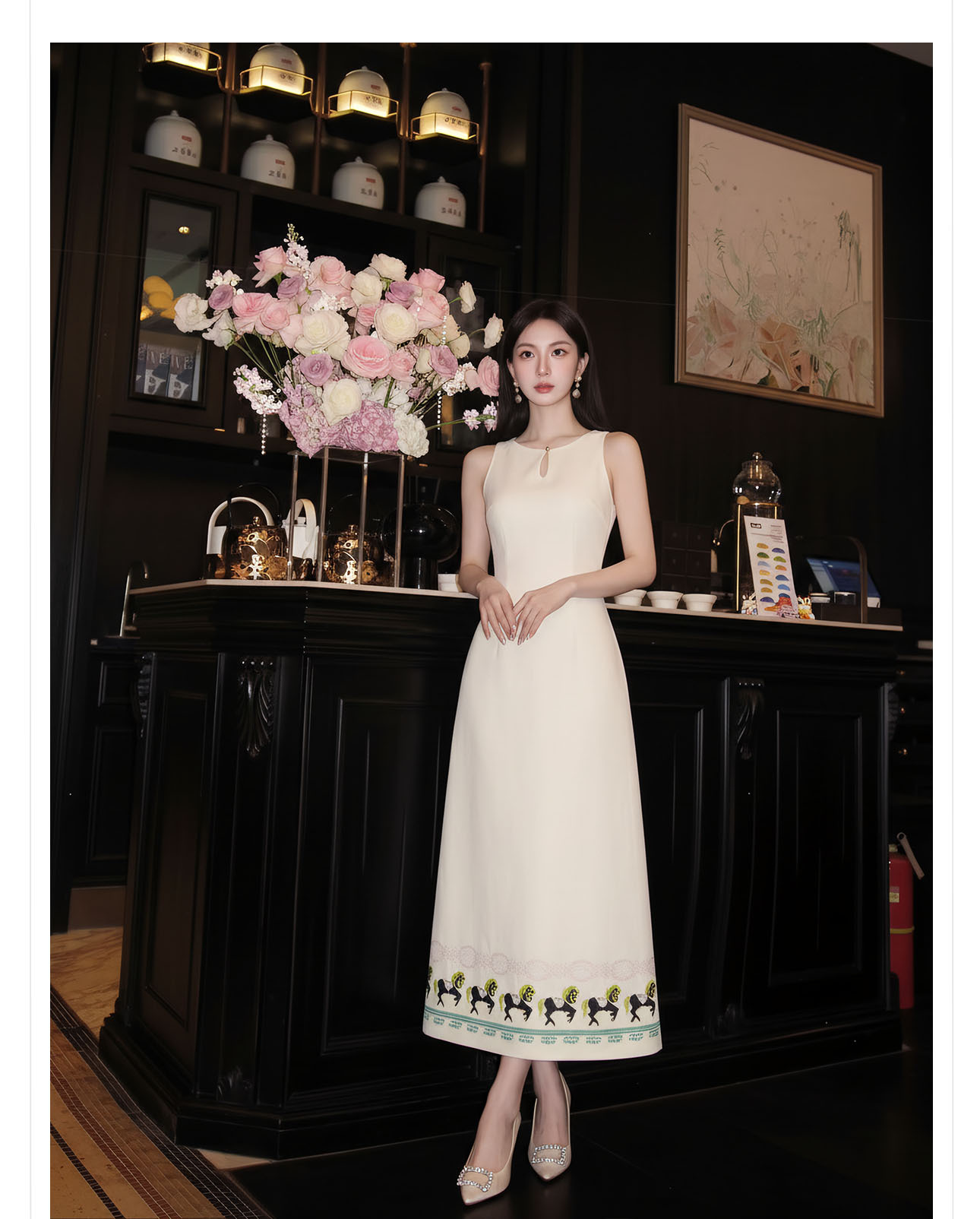 Đầm maxi nữ thêu tay cổ điển Trung Hoa không tay mùa hè — váy liền chi tiết 6