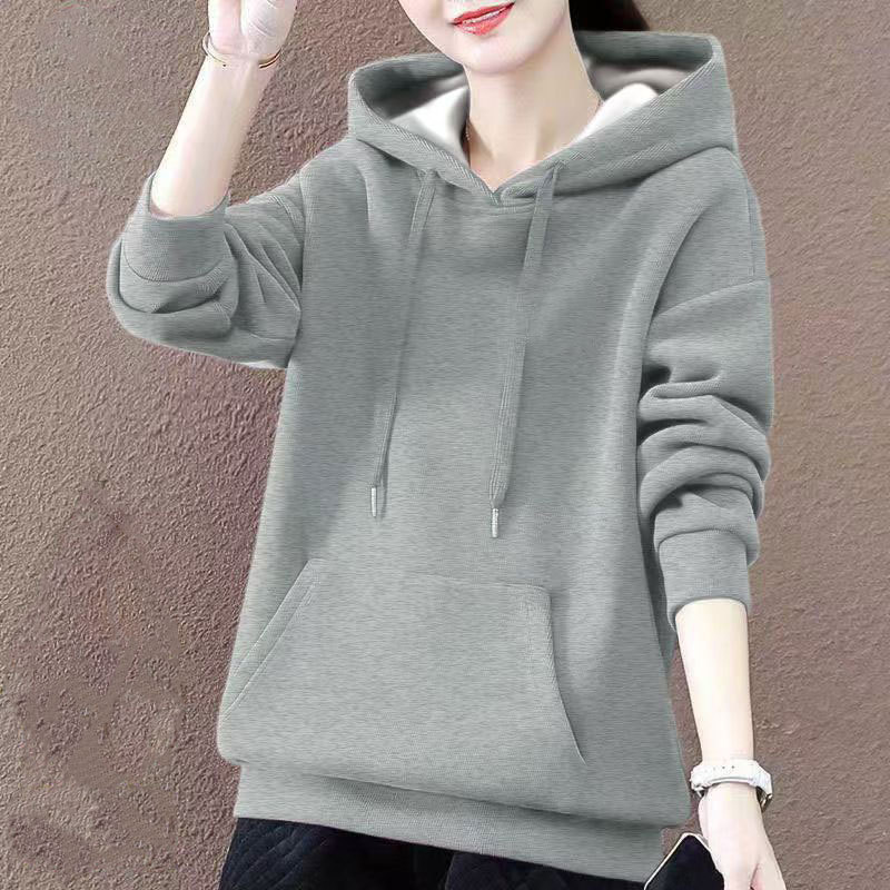 A002 ​​ # [Velvet Huacan Sweatshirt Composite Milk Silk 300g] Back Collar Round Neck Sweatshirt Does Not Come Off