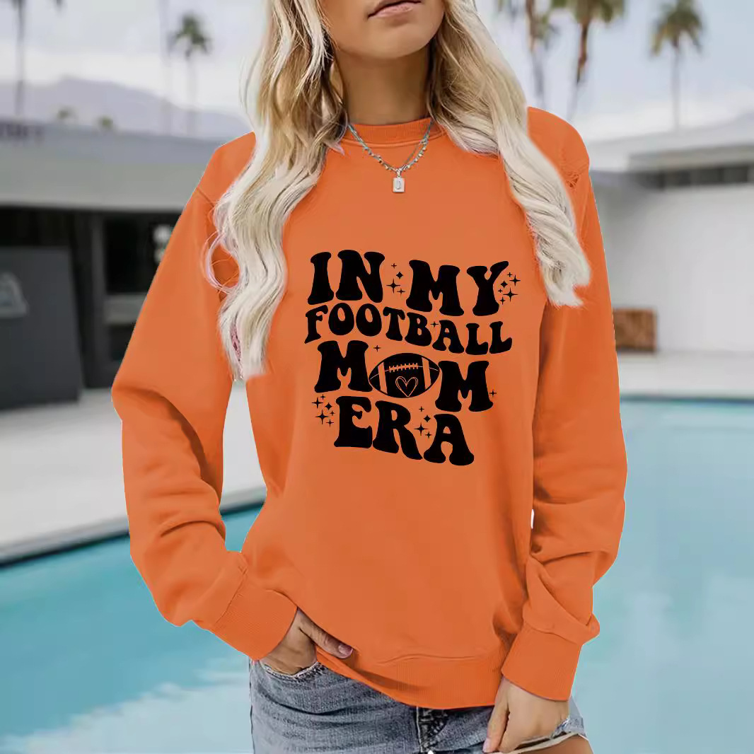 Autumn And Winter Women's Casual Long Sleeve Round Neck IN MY FOOTBALL Printed Pullover Sweatshirt_desvips.com