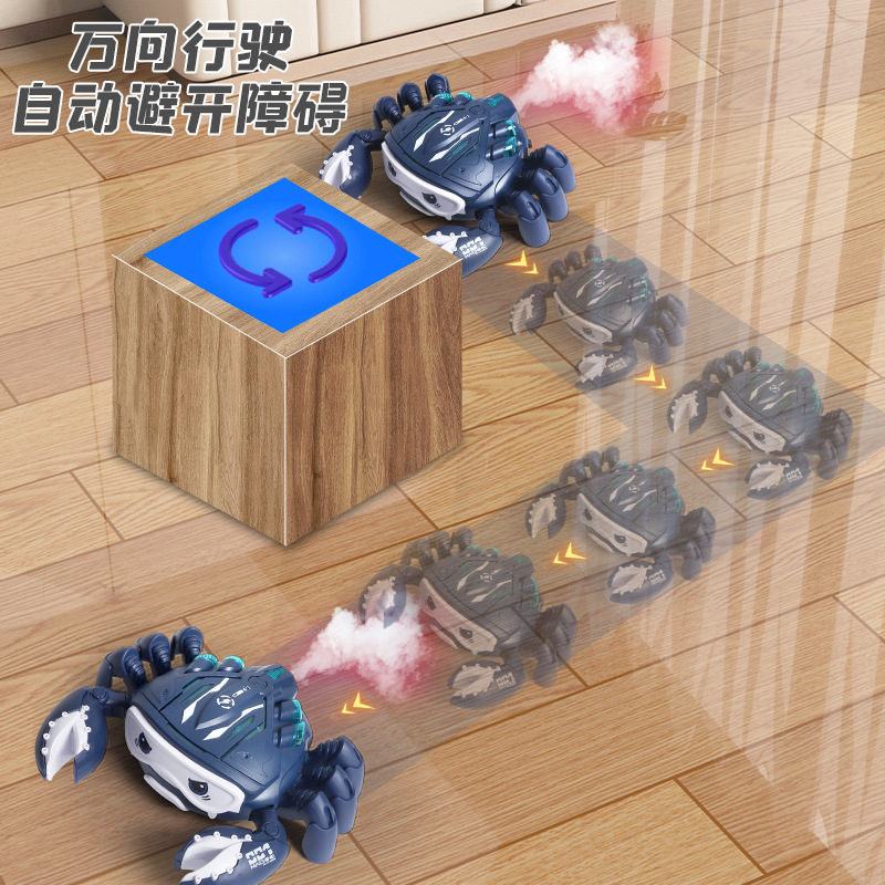 Transfronterizo niños eléctrico rueda universal cangrejo mecánico spray luz efecto de sonido arrastre cangrejo animal juguete eléctrico