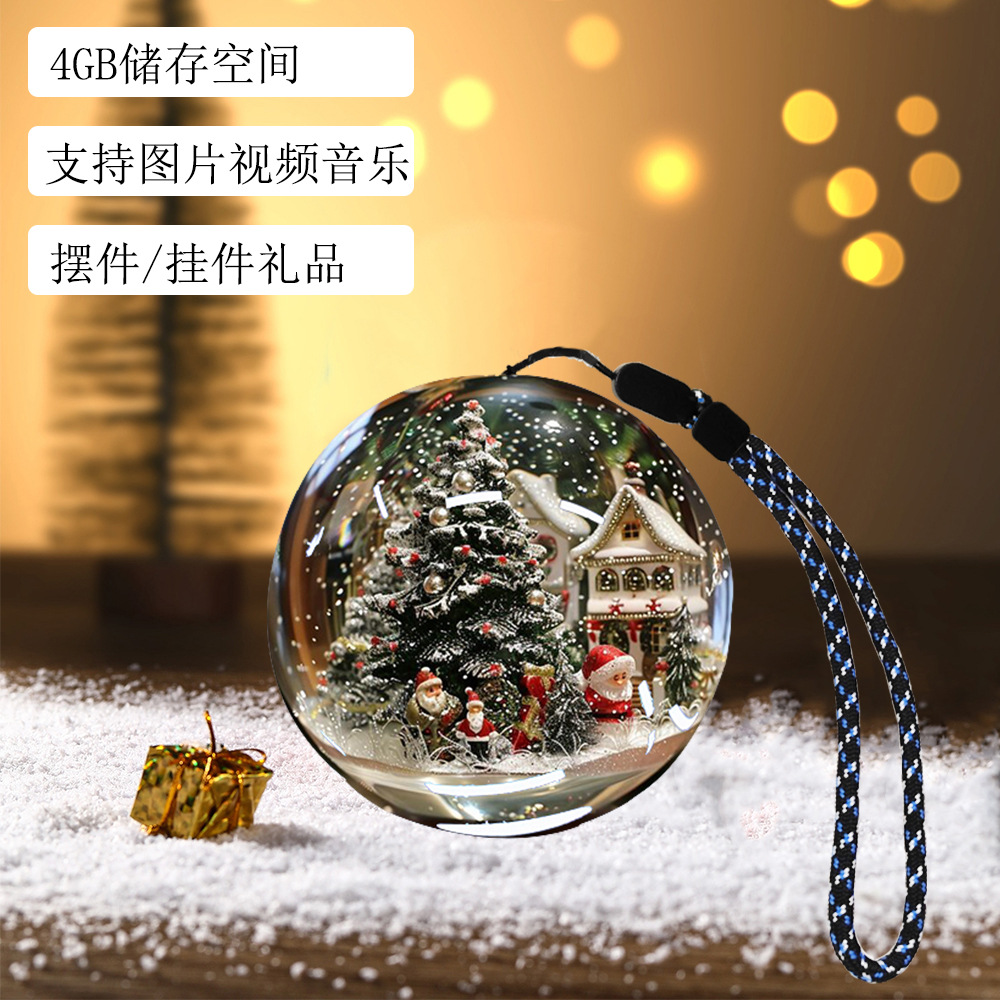 Bola de cristal de vidrio transparente ayuda reproductor de regalos de Navidad decoración de fotos video de música bola decoración colgante