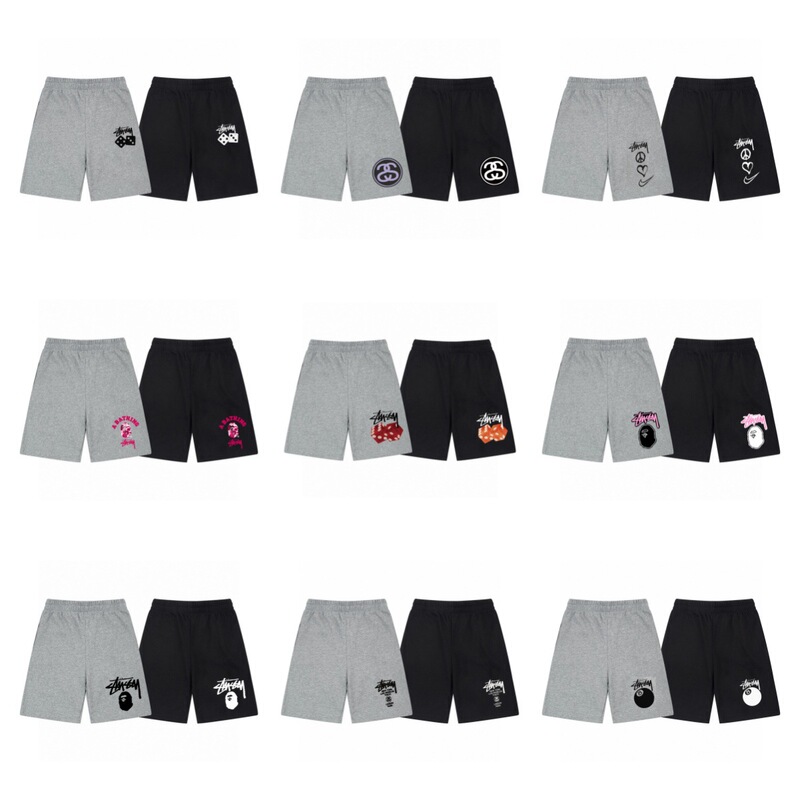 Stussy Trendy Brand Shorts, Unisex Heavyweight Terry Cotton Summer American High Street Style Loose-Fitting Five-Point Shorts Wholesale