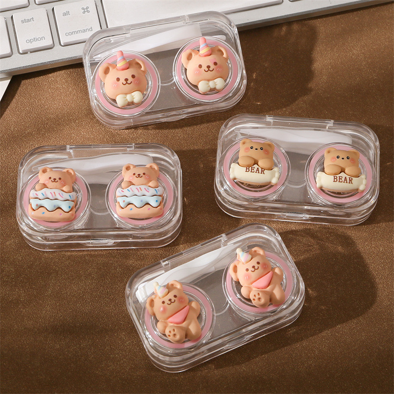 No need to screw the lid free one-piece contact lens beautiful contact lens storage box nursing portable birthday cake bear cartoon cute No need to screw the lid free one-piece contact lens beautiful contact lens storage box nursing portable birthday cake bear cartoon cute