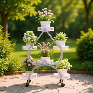 Home Flower Stand Indoor Home High-End Light Luxury Flower Stand Home Living Room Floor-Standing Flower Stand Removable with Rollers