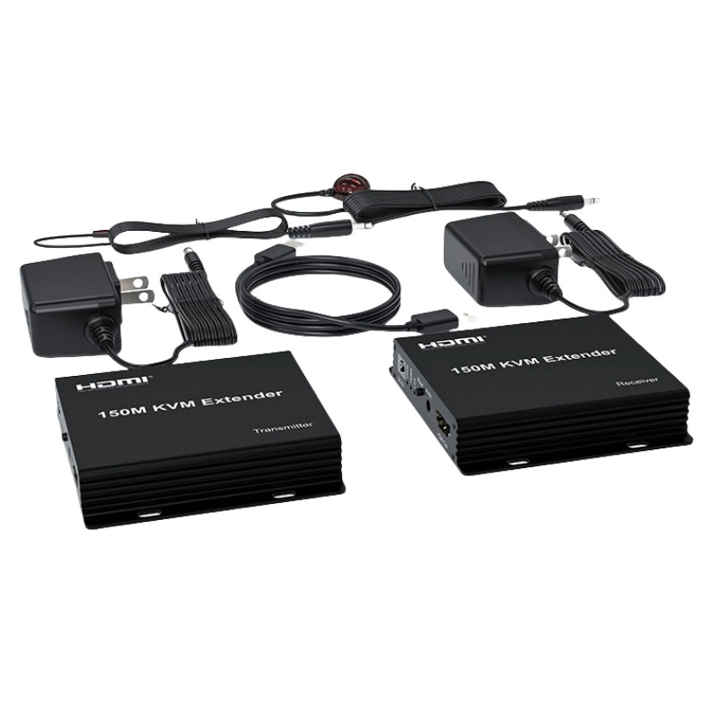 Распределитель HDMI KVM на 150 метров, соединение один к одному, удлинение 1080P, синхронизация клавиатуры и мыши, RJ45 сетевой кабель HD