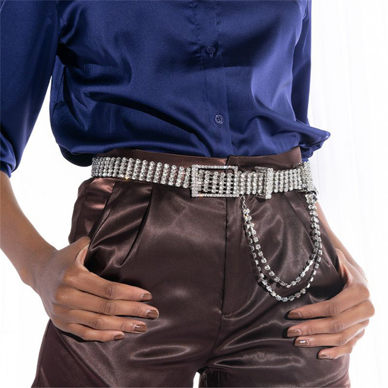 New fashionable rhinestone belt for women's parties and evening parties, luxurious multi row diamond studded crystal_voghion.com