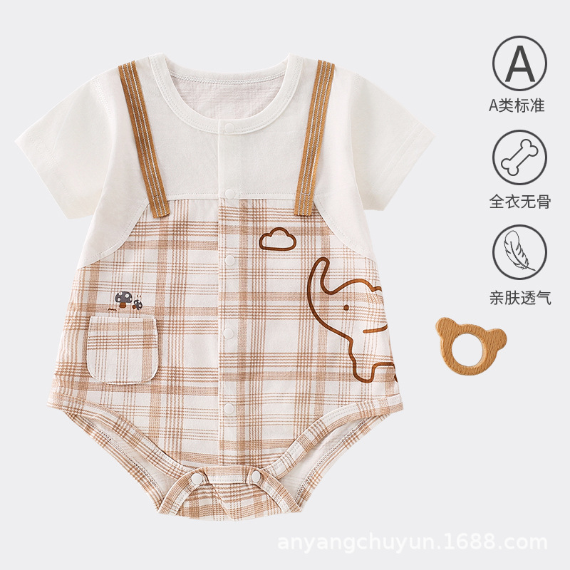 Uniforme de bebé de verano de manga corta de algodón de clase A, chaqueta de peldaño, ropa de escalada de bebé de clase A, algodón de verano vacío