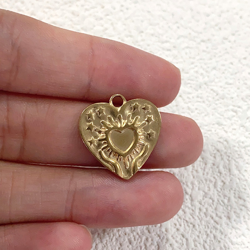 36g Weight Pendant Jewelry Making Type DIY Jewelry Accessories Classification 10 PCS/Package Quantity 304 Stainless Steel Material Heart Shape Pattern Plating Design Retro Style 10 PCS/Package 304 Stainless Steel Heart Shape Pendant 7