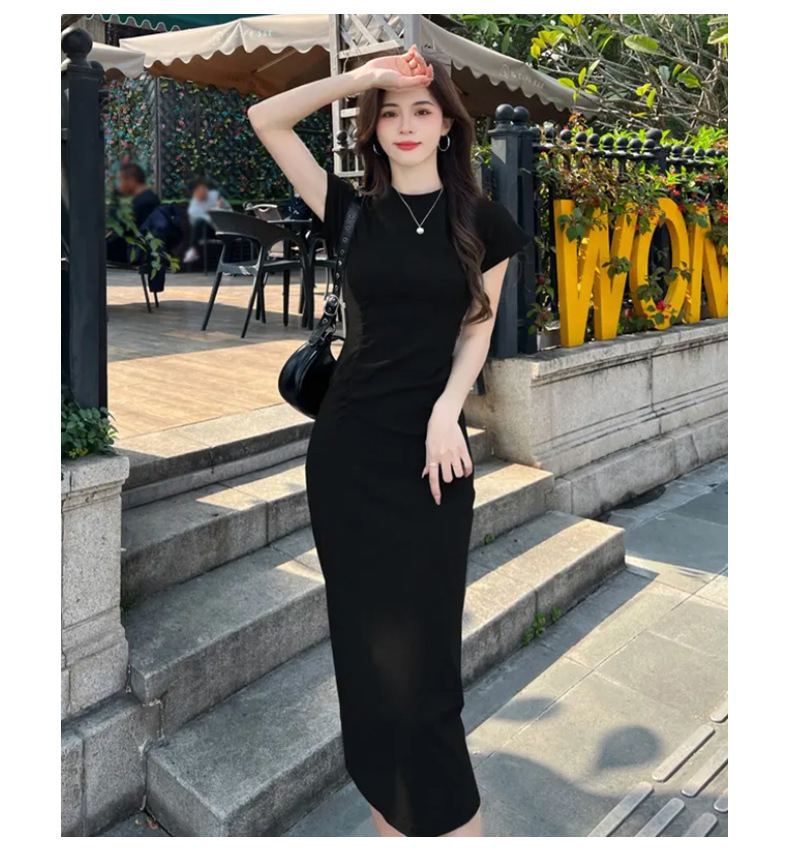 Váy đen nữ ôm body dáng dài qua gối kiểu dáng thanh lịch — Màu đen chi tiết 8