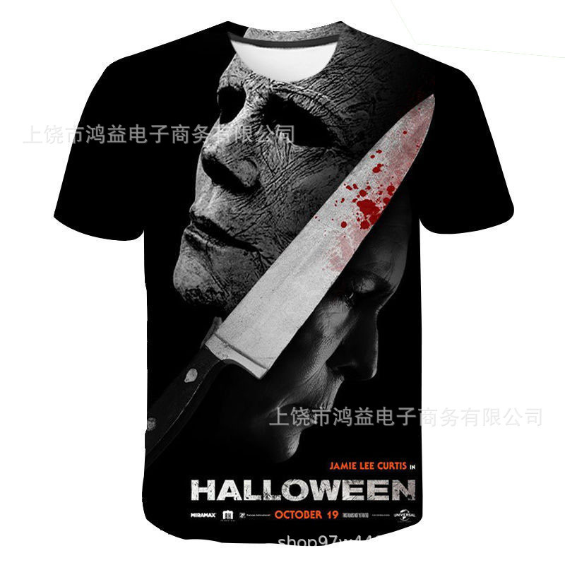 2026 Horror Movie Halloween Michael Myers Short Sleeve Round Neck Pullover Men's Short Sleeve T-Shirt 3D 2026 Horror Movie Halloween Michael Myers Short Sleeve Round Neck Pullover Men's Short Sleeve T-Shirt 3D
