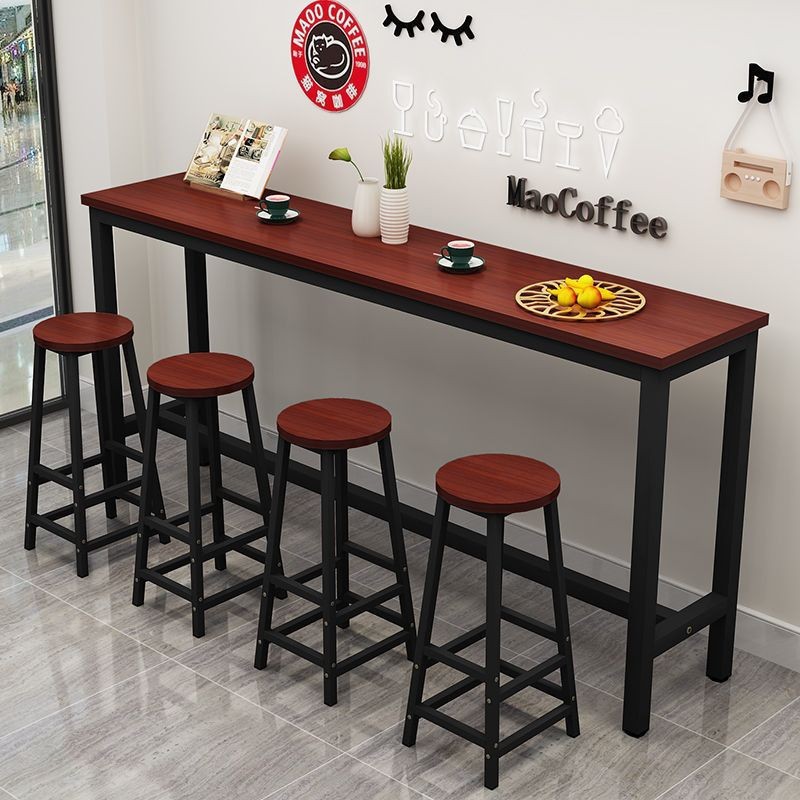 Wall-Mounted Bar Table Balcony Home Narrow Edge Long Table Milk Tea Shop Wall-Mounted Narrow Shelf Table and Chair Slender Long Table