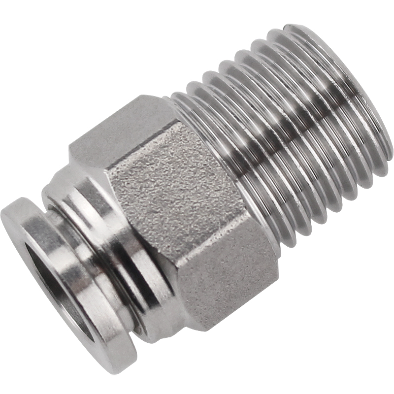 Conectores de tubería de aire de acero inoxidable, inserción rápida neumática con rosca a través de hilo interno, manguera de alta presión, conexión rápida PC/PCF