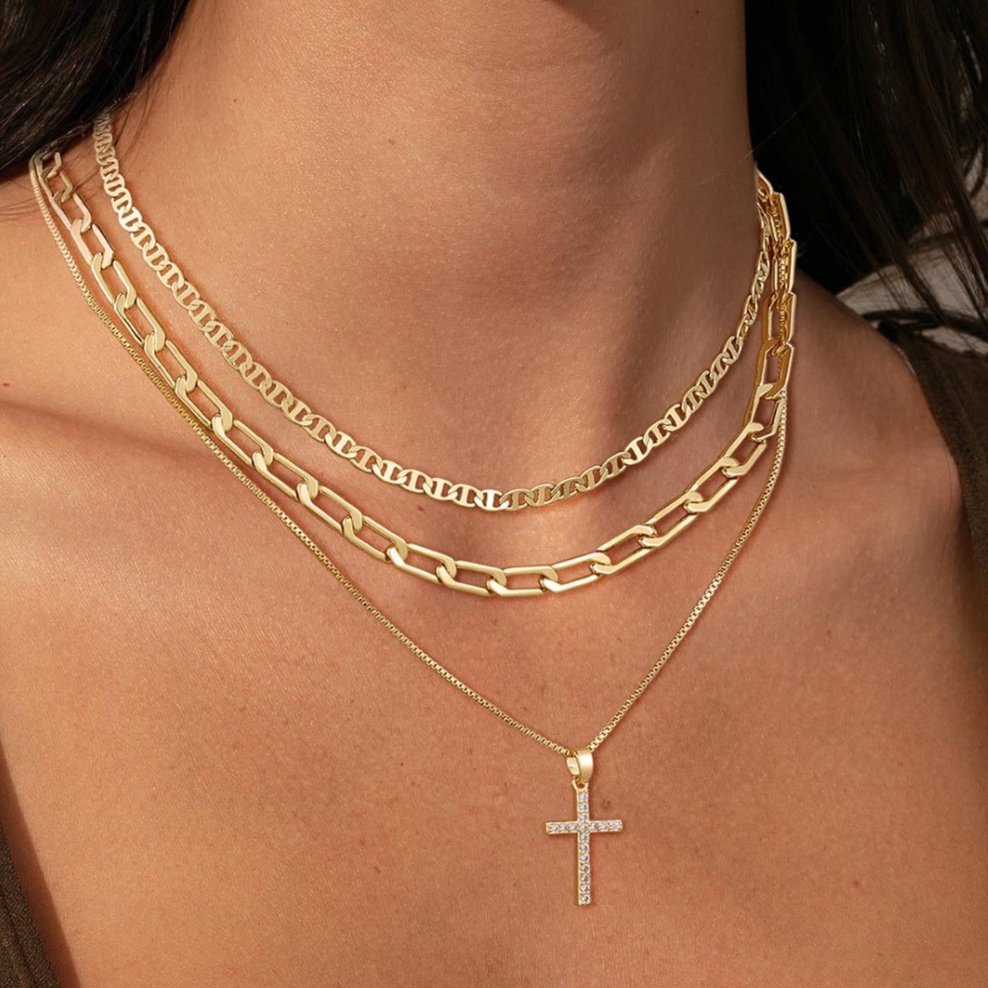Men's Figaro Chain Necklace Layered Personalized Snake Chain_voghion.com