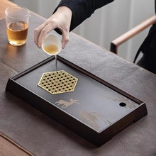 九竹六艺武夷山高山楠竹胡桃色功夫办公家用高档储水茶盘茶具