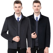 正品秋冬毛呢大衣男士夹克外套2025商务休闲职业立领爸爸羊毛茄克