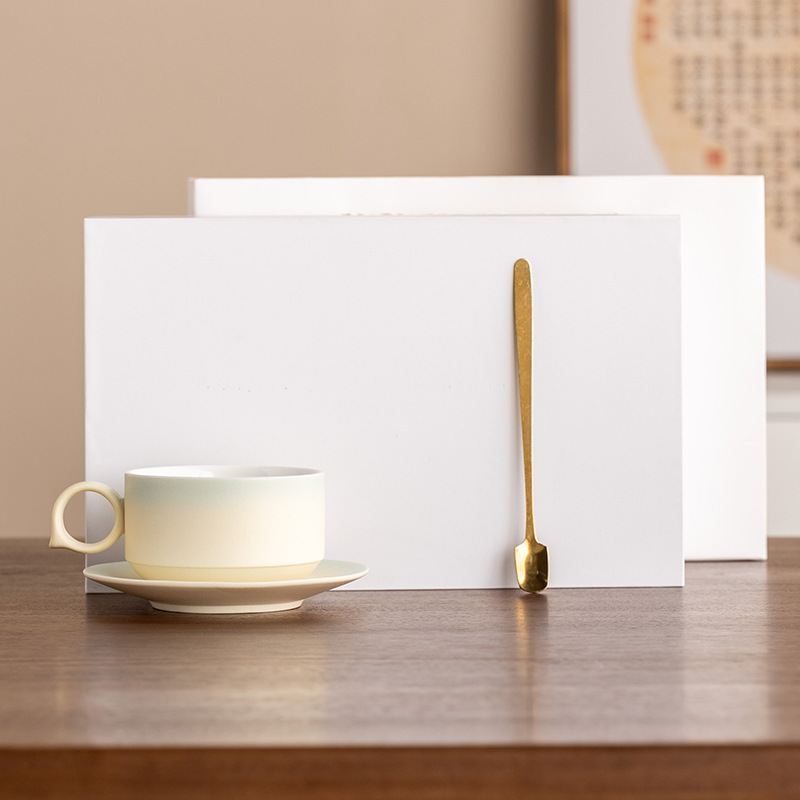 コーヒーカップギフトセットレトロカップラテカップ現代ミルクティーカップ軽贅沢陶磁器カップ皿ビジネスプレゼントクロスボーダー|undefined