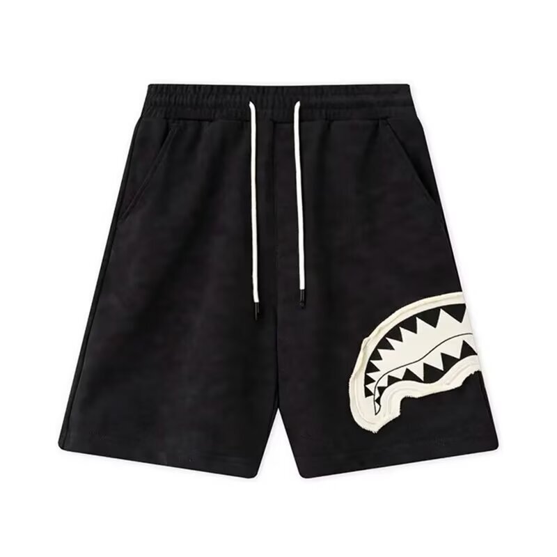 New Men's Shark Mouth Patch Sports Shorts, Loose Five-Point Pants, Trendy Casual Beach Shorts, Basketball Sports Pants New Men's Shark Mouth Patch Sports Shorts, Loose Five-Point Pants, Trendy Casual Beach Shorts, Basketball Sports Pants