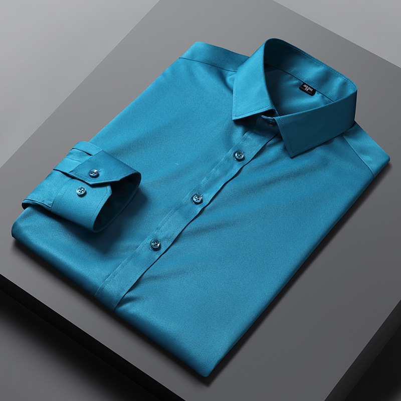 Nueva camisa de manga larga de algodón elástico antiarrugas sin planchar para hombres camisa de negocios de fácil cuidado para hombres en stock al por mayor
