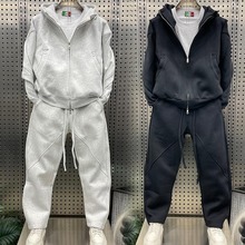 秋冬色时尚休闲运动套装潮牌男宽松外套长裤情侣百搭青年两件套