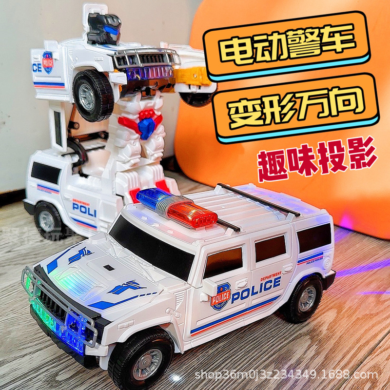 Transfronterizos niños deformación eléctrica policía Hummer robot juguete giratorio universal niño sonido y luz coche de música