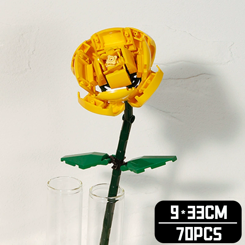Realistic Table Flower Set, DIY Miniature Bouquet Constructor, Assorted Rose & Sunflower Models, Gift