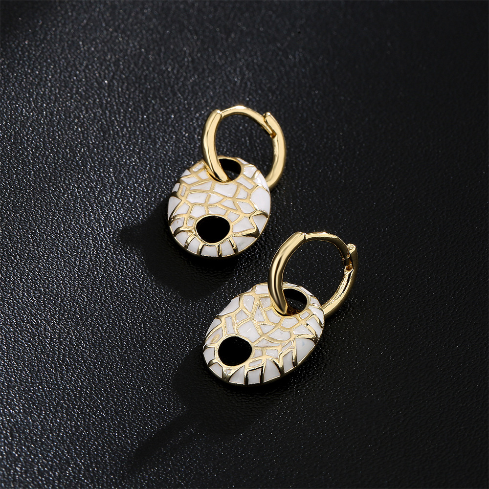 fashion color dripping mottled scratches copper plated 18K gold small earrings