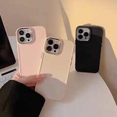 高級シンプルな純色メッキ金属フレームiphone15promax高級感適用リンゴ1112シリコンゴム