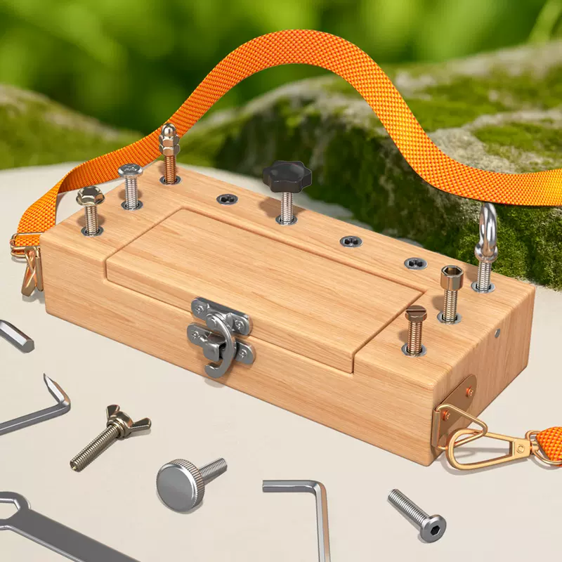 跨境儿童木质蒙氏拧螺丝组合拆卸组装螺母工具盒幼儿早教益智玩具