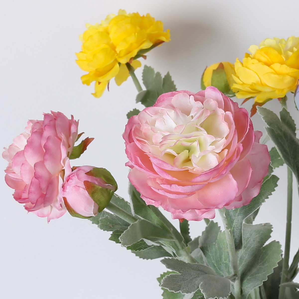 Flores de peonía extranjera de alta gama flocado 3 flores de loto de rocío decoración del hogar adornos falsos flores en vivo flores de simulación al por mayor