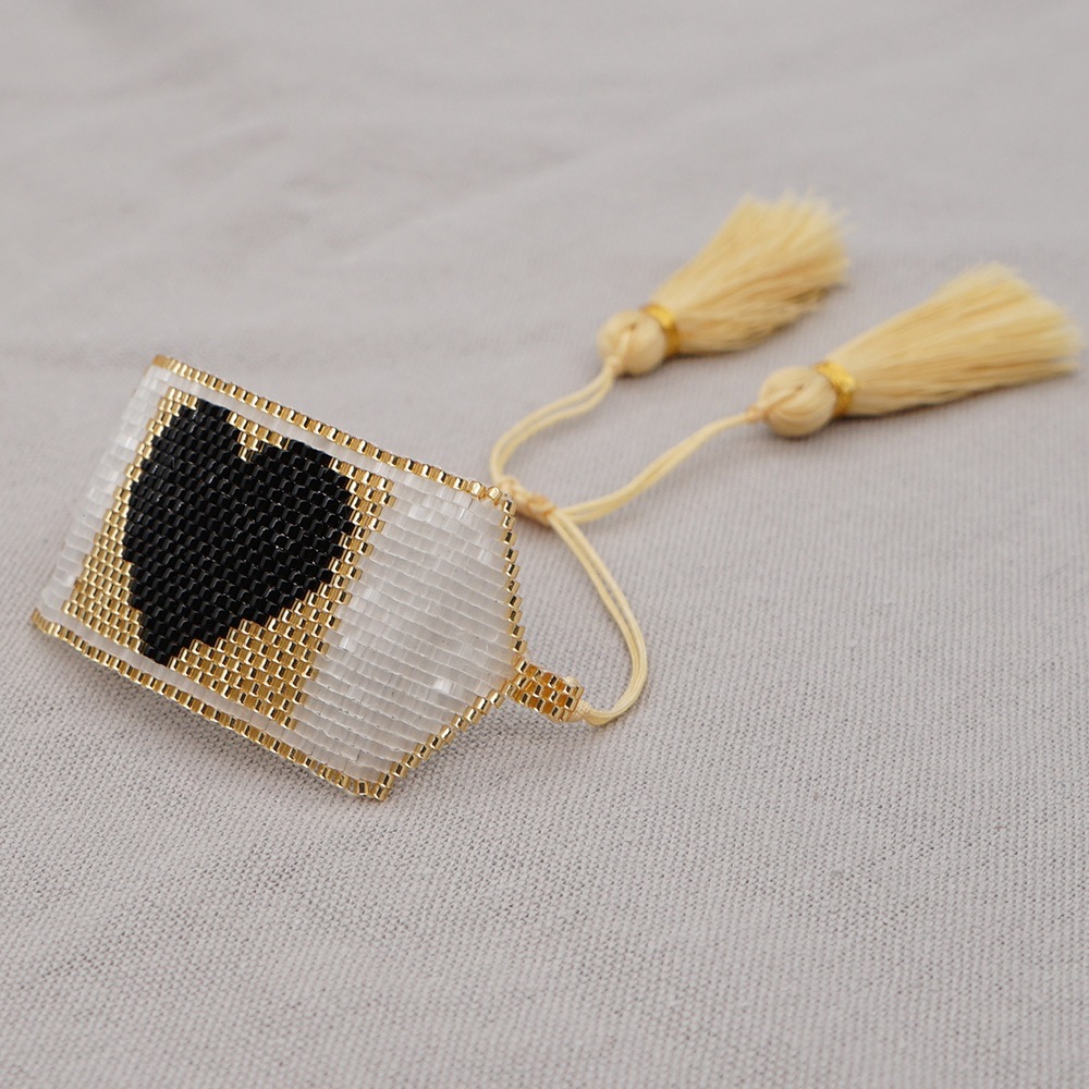 Heart Shape Tassel Miyuki Beads Hand-woven Wide Bracelet Wholesale Jewelry Nihaojewelry display picture 8