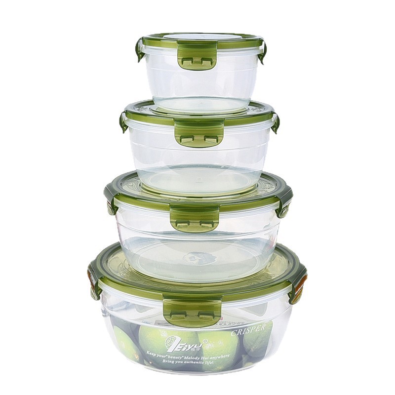 キッチンプラスチック屋台密封ボックス食品グレード電子レンジ加熱弁当箱冷蔵庫収納ラウンドクリッパーセット|undefined
