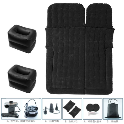 Vehicle-mounted inflatable bed | Car Rear Sleeping Pad - black-double-pier-suv-trunkrear-dual-purpose-manual-air-pump