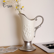 中古陶瓷花瓶高级感法式艺术ins风高颜值创意摆件水培插花瓶复古