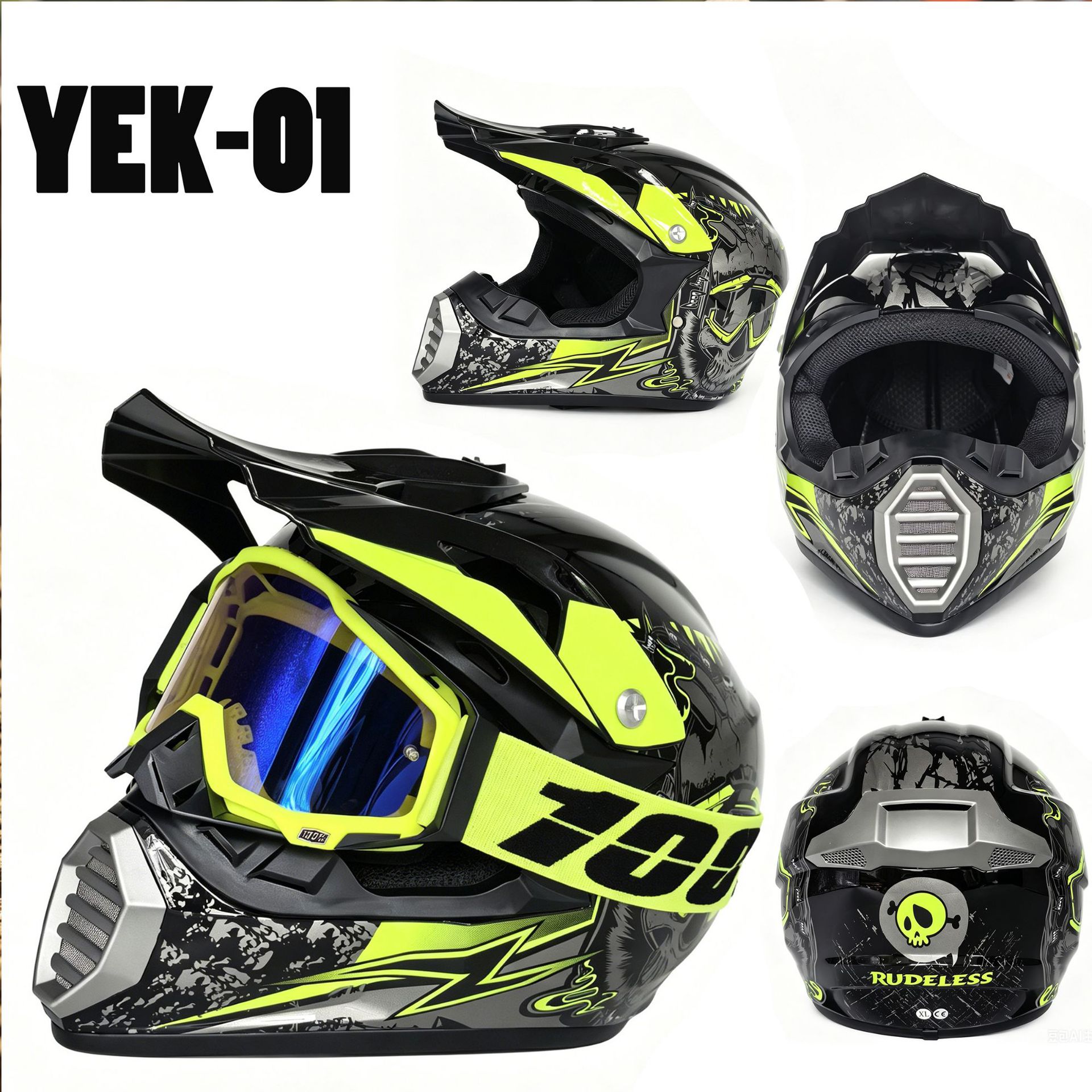 Adult and Children's Motorcycle Helmets Dot Certified Electric Vehicle Bicycle Helmets Off-Road Helmets C Full-Face Motorcycle Helmets