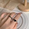 Brand retro set, black adjustable ring suitable for men and women for beloved heart shaped