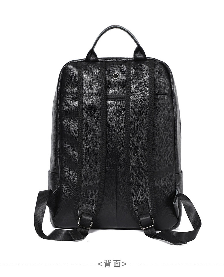 Ba lô nam da bò lớp đầu tiên đơn giản, túi đựng laptop đi học đi làm du lịch 42×32×12 cm — Màu đen chi tiết 13