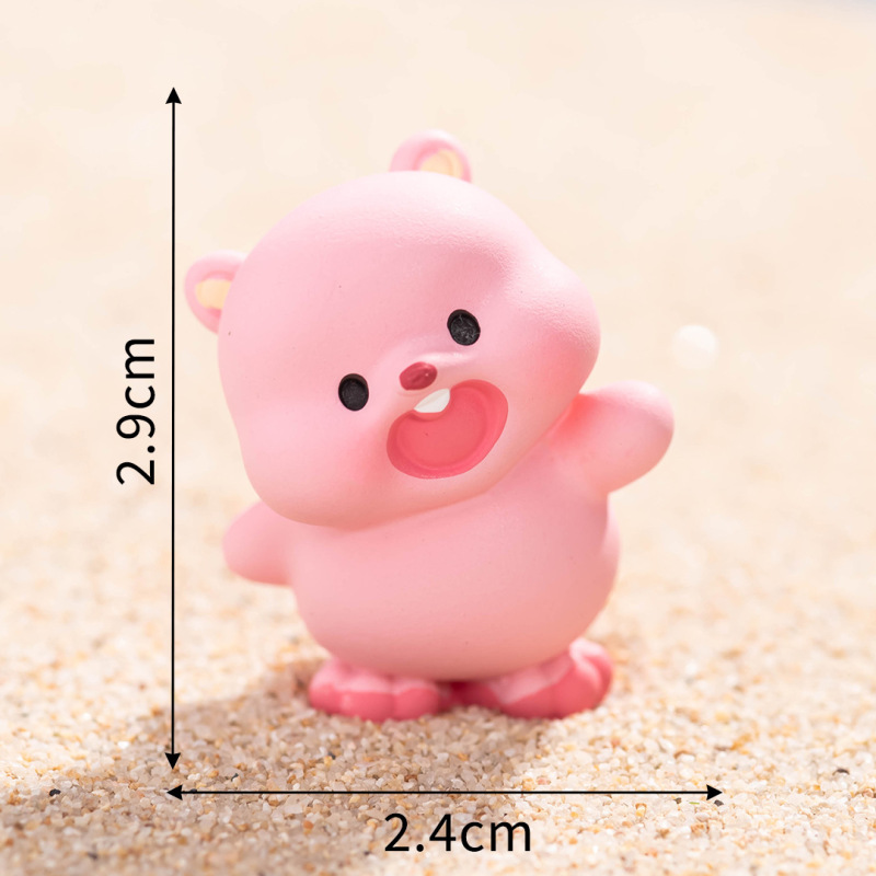 微景观卡通粉红小海狸公仔手办树脂工艺品车载中控桌面潮玩小摆件|undefined