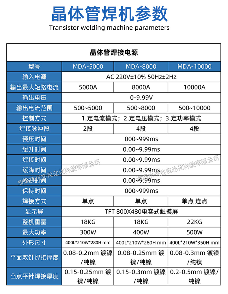 晶体管焊机参数