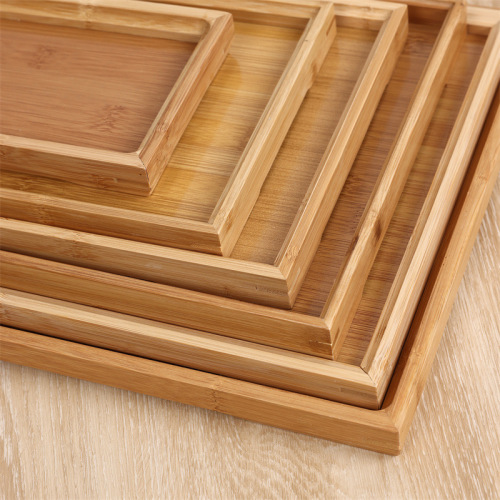 Bamboo tray right angle tray tea tray hotel restaurant fast food tray fruit tray Japanese style bamboo saucer rectangular