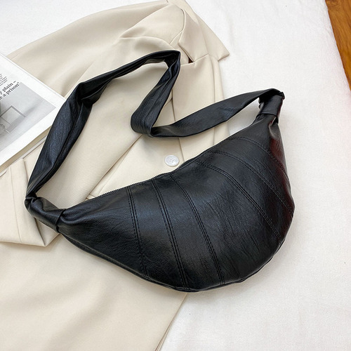 Dumpling bag women's new retro single shoulder crossbody waist bag Korean version simple PU large capacity lem croissant chest bag